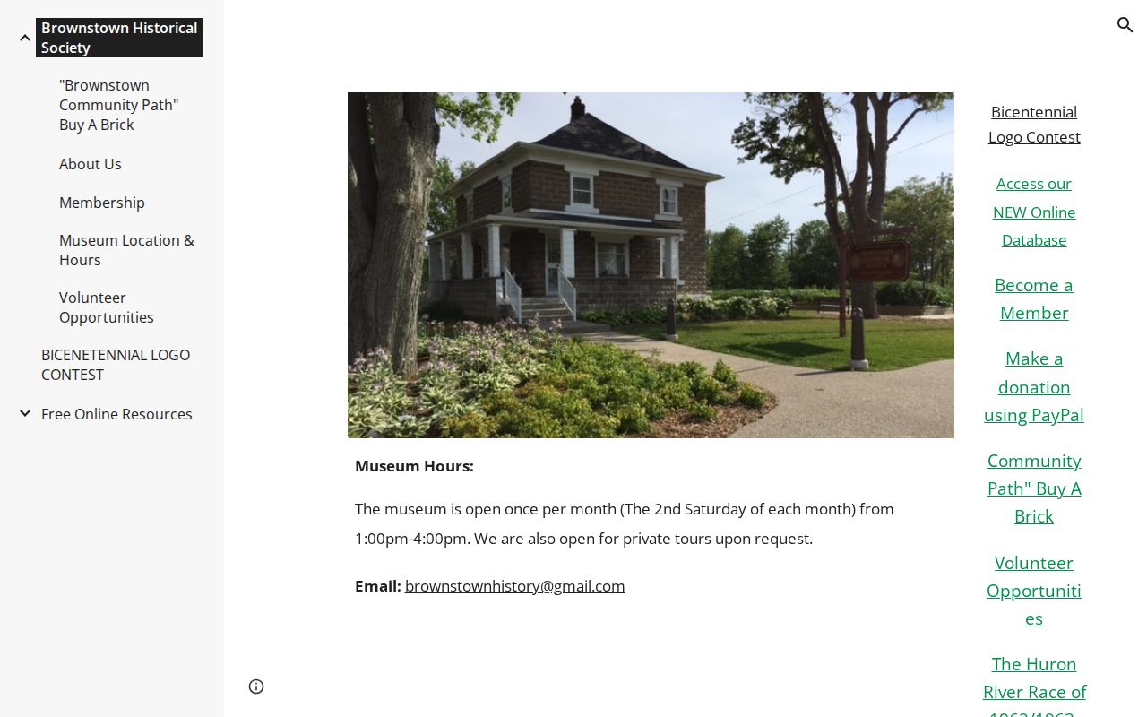 Brownstown Township neighbors Historical Society local history database